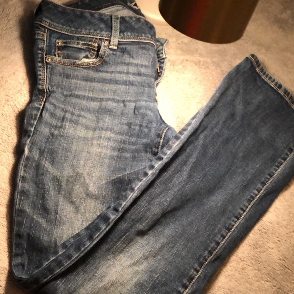 American Eagle Slim Boot Jeans Sz 10Long/Blue Denim Stretch whiskers/ 5 pockets